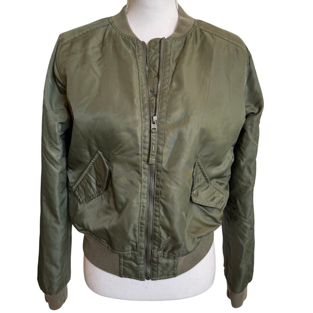 Hollister Pacific Bomber Jacket Size Medium Green Orange Full Zip Coat